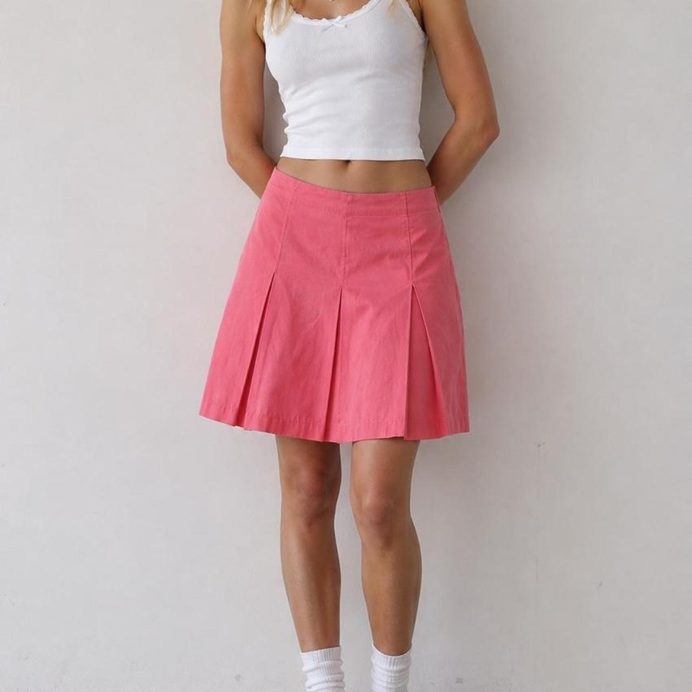 Vintage Y2K Skirt Coral Pink Eddie Bauer Pleated Preppy Country Club A-Line 90s